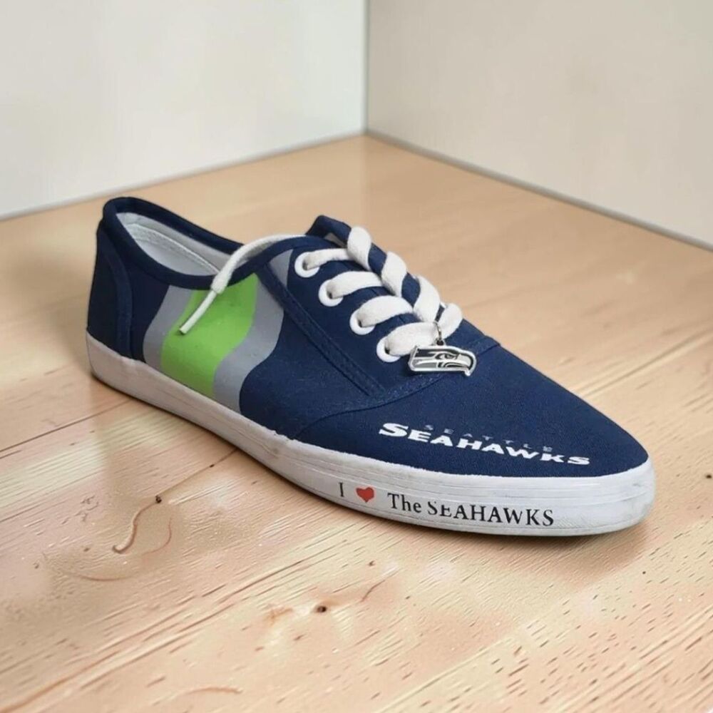 Seattle Seahawks Tennis Shoes with Charm | 8.5